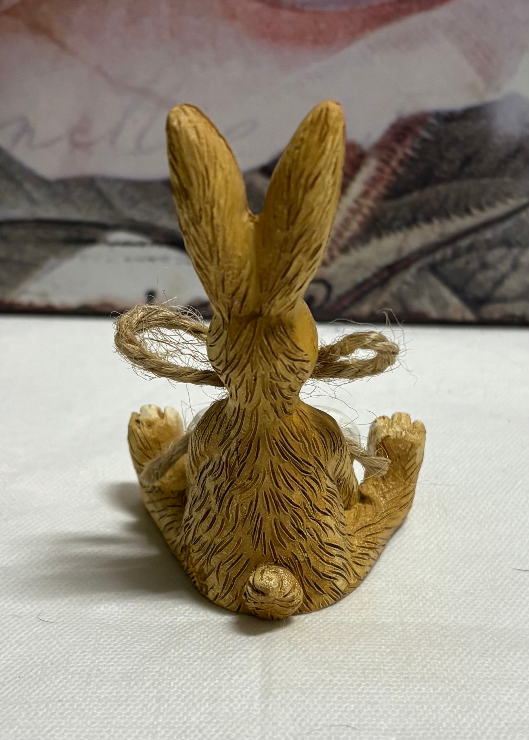 Sitting Brown Bunny with Love Heart Figure Ornament