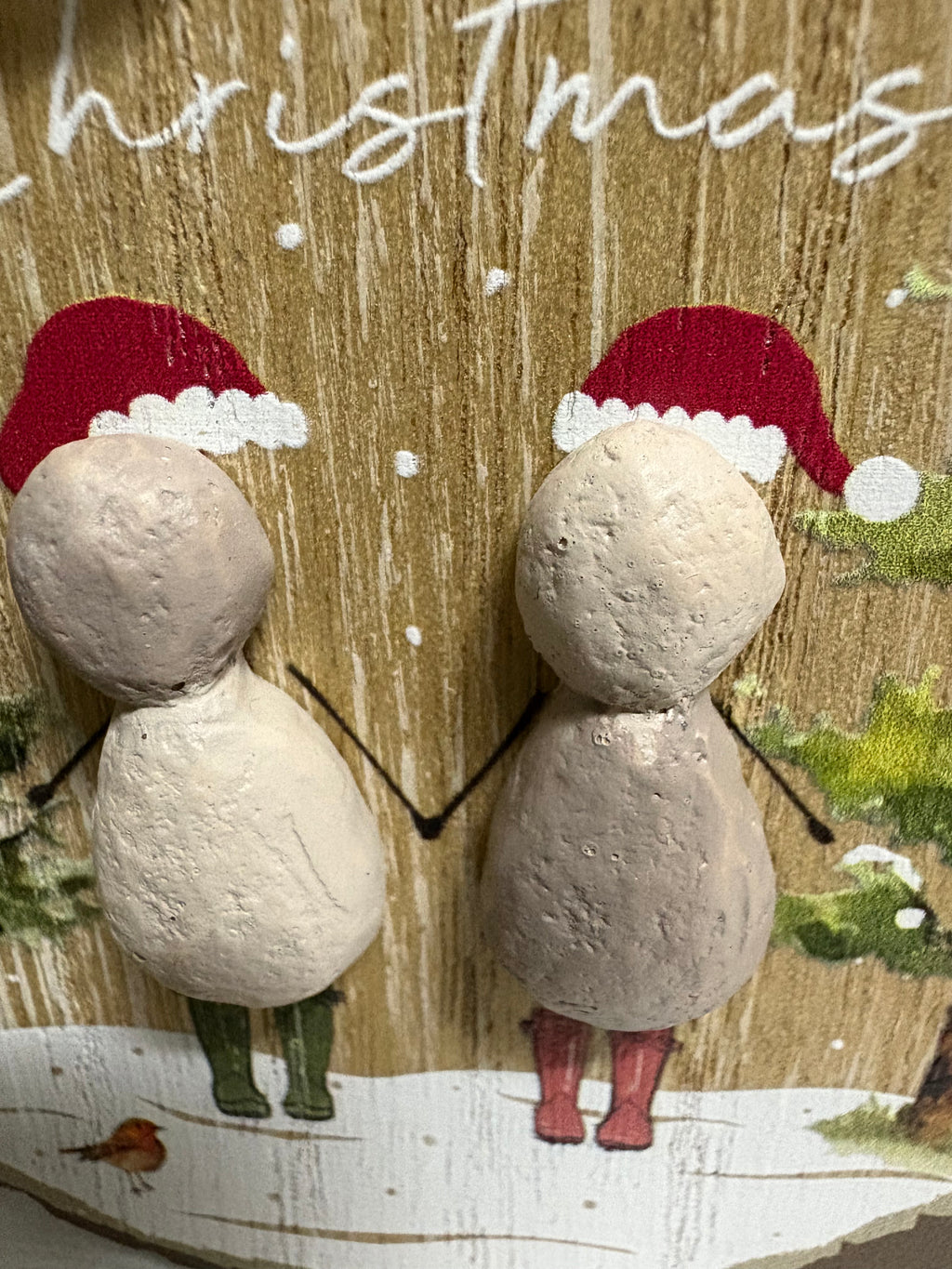 10cm Pebble Xmas Hanging Plaque