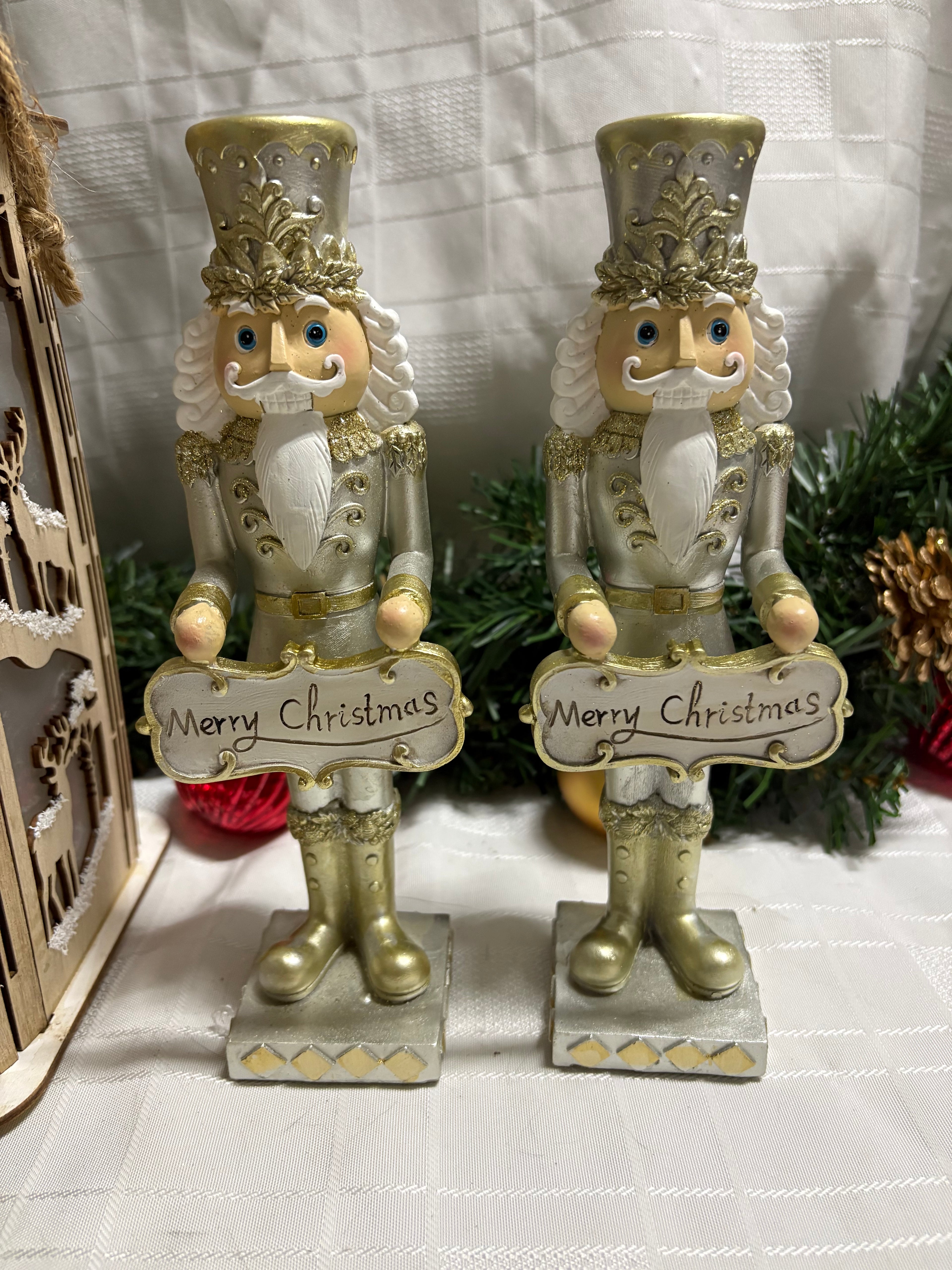 Pair of Nutcracker Soldier Christmas Ornaments