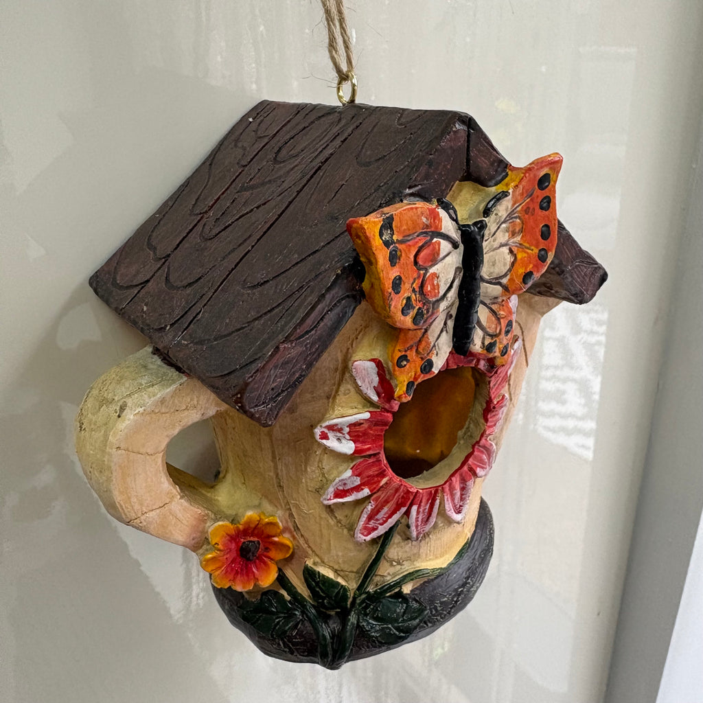Teapot Shaped Resin Hanging Birdhouse