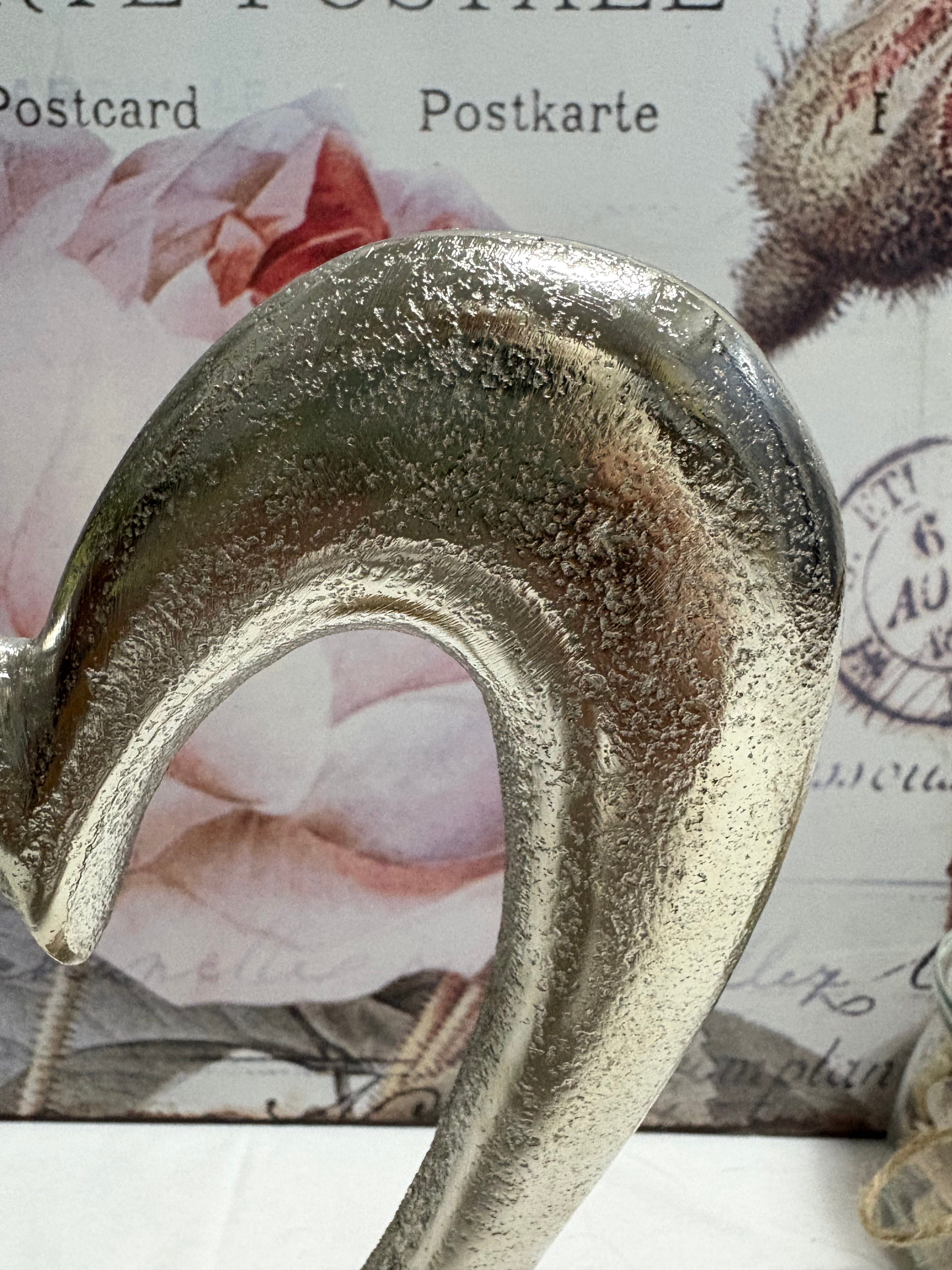 Silver Heart On Wooden Base Ornament, 22cm