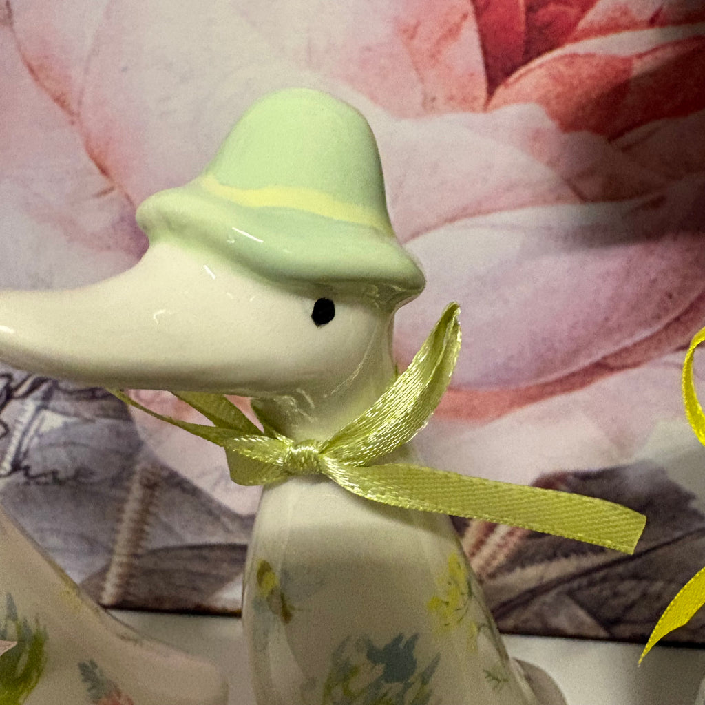 Set of 3 x Floral Ducks in Boots Ornaments