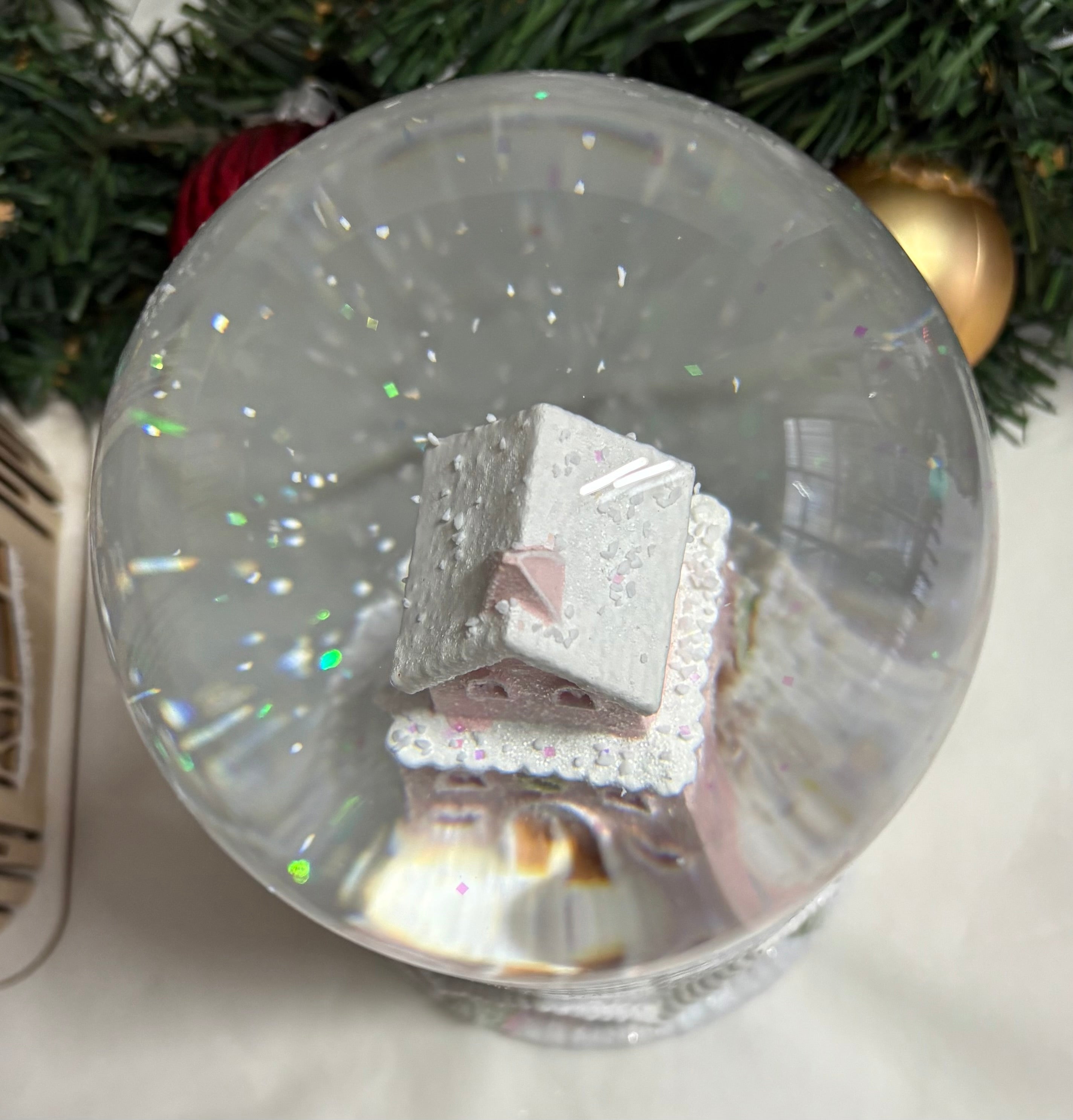 Wind Up Musical Pastel Houses Large Snow Globe