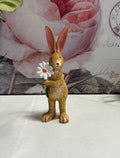 Standing Brown Bunny with Daisy Rabbit Hare Figure Ornament