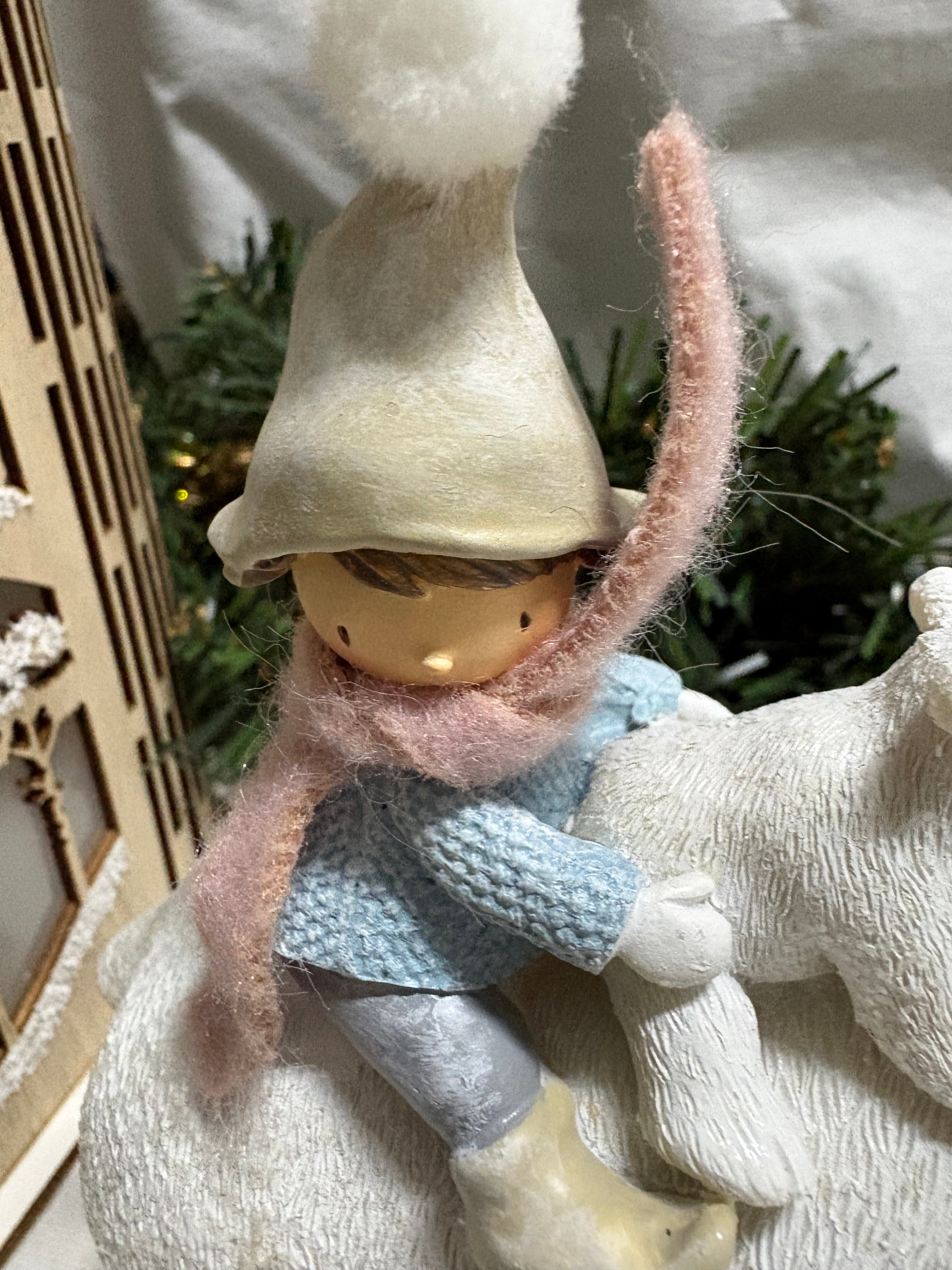 Boy on Polar Bear Christmas Ornament