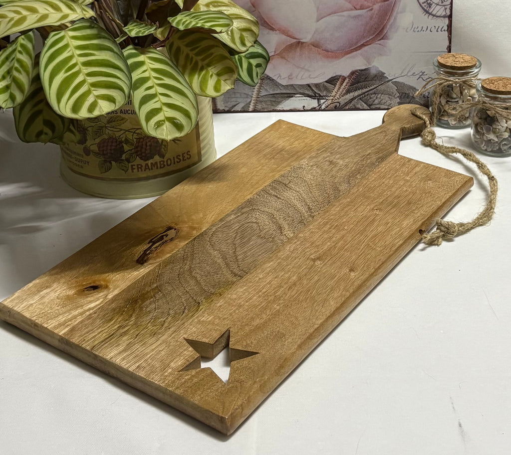 Large Wooden Chopping / Serving Board with Cut Out Star