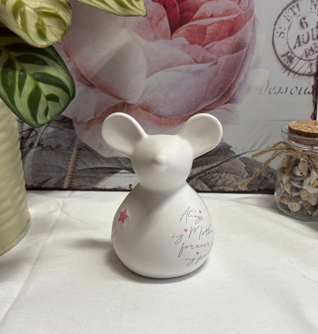Always My Mother White & Pink Ceramic Mouse Ornament