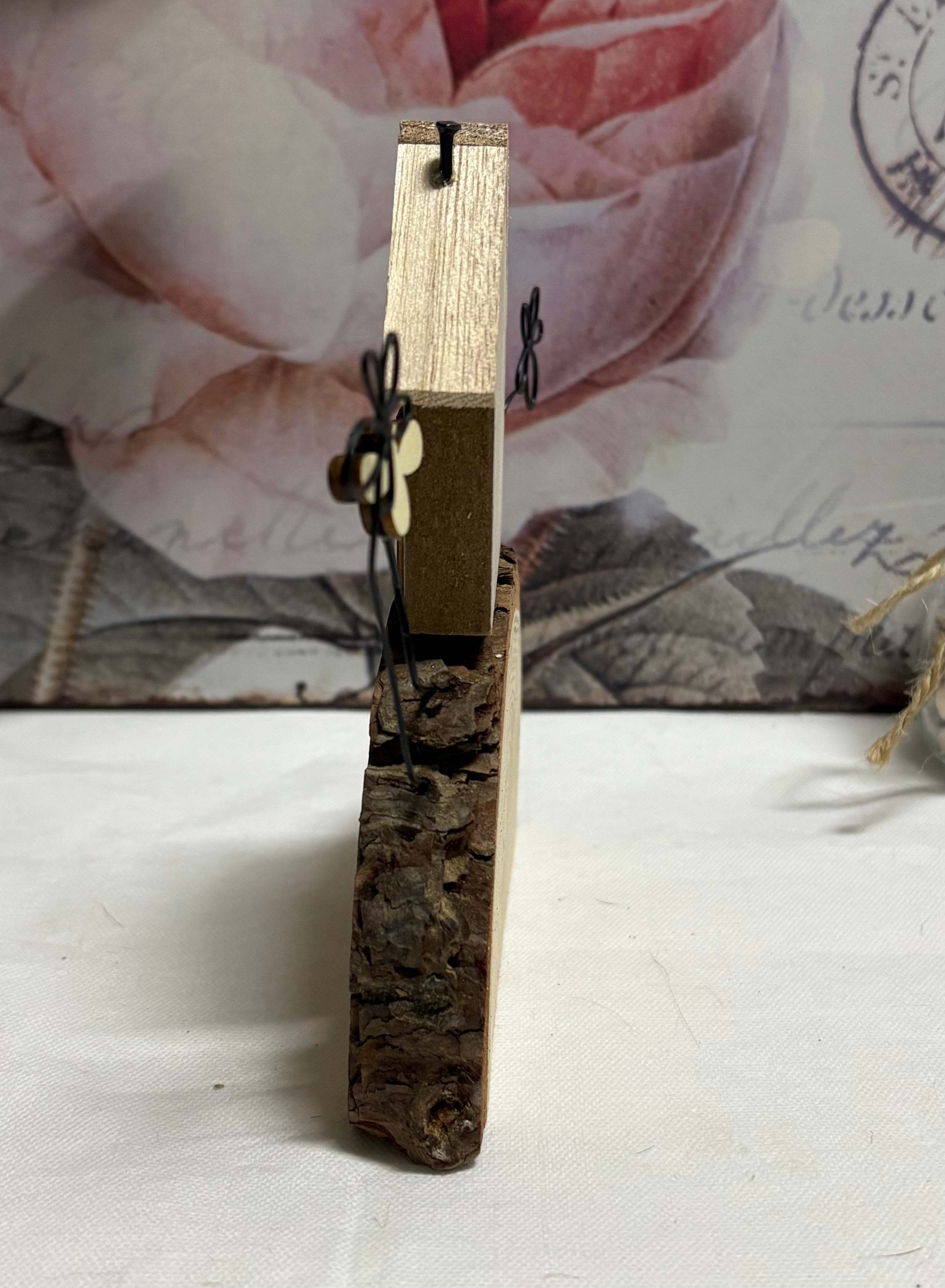 Rustic Wooden Log House Ornament Decor, 14cm