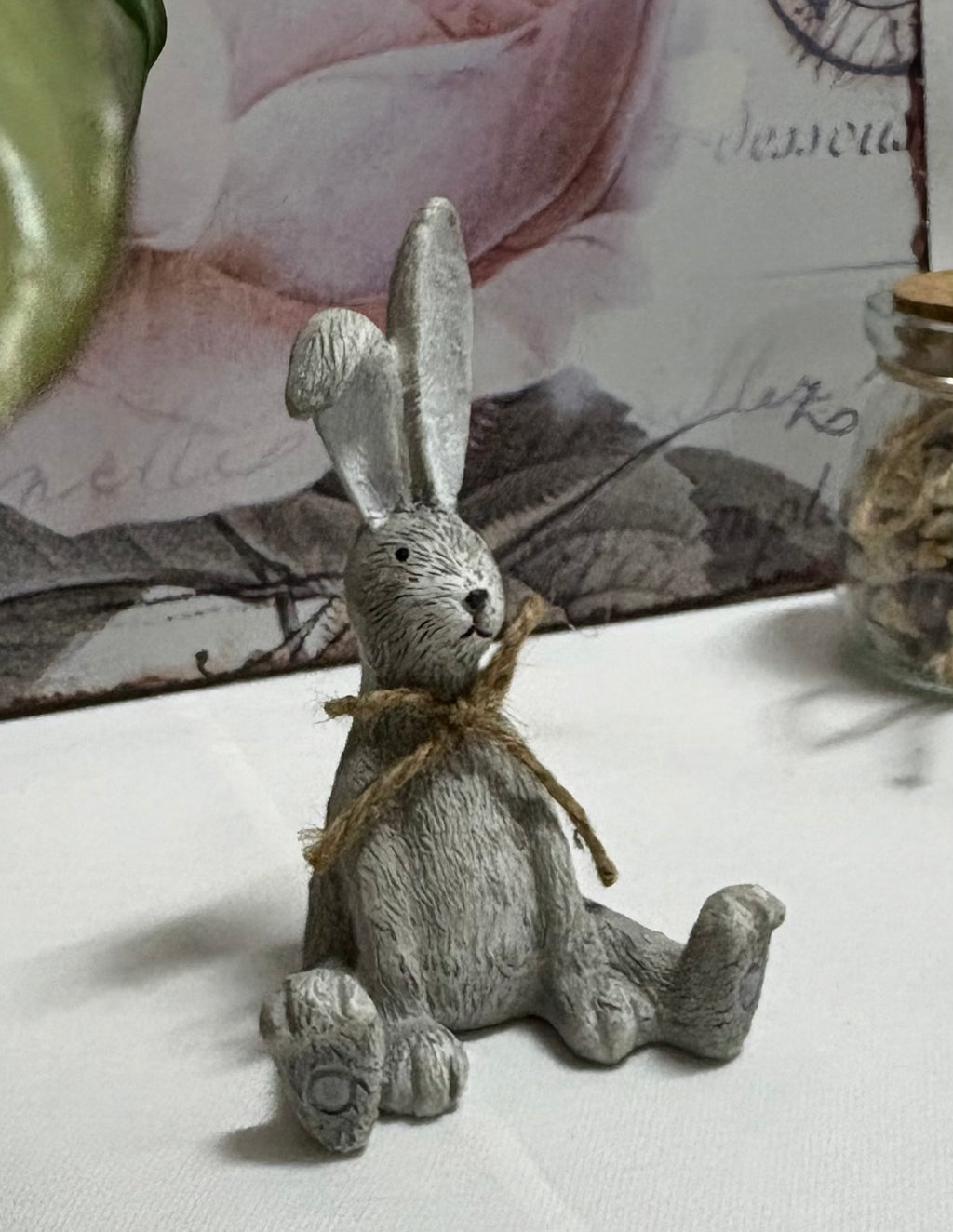 Grey Bunny Resin Figure Ornament