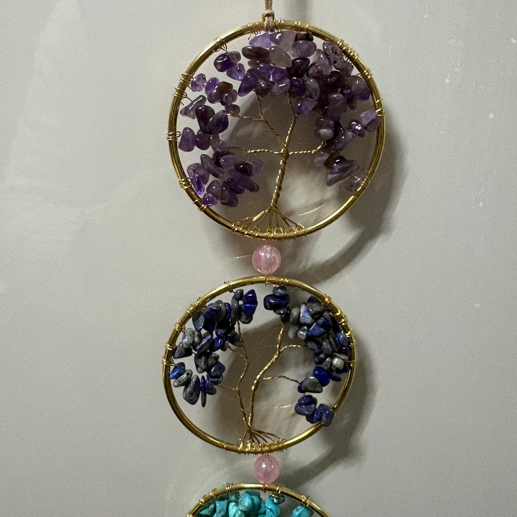 Tree of Life Rainbow Chakra Crystal Wall Hanging - Large