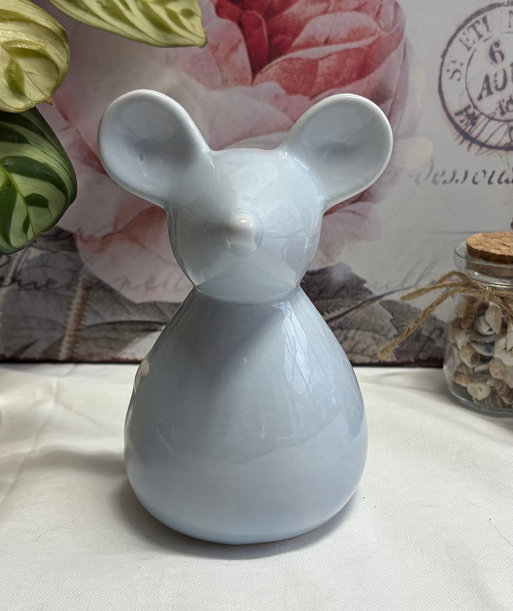 Large Blue Ceramic Mouse Ornament