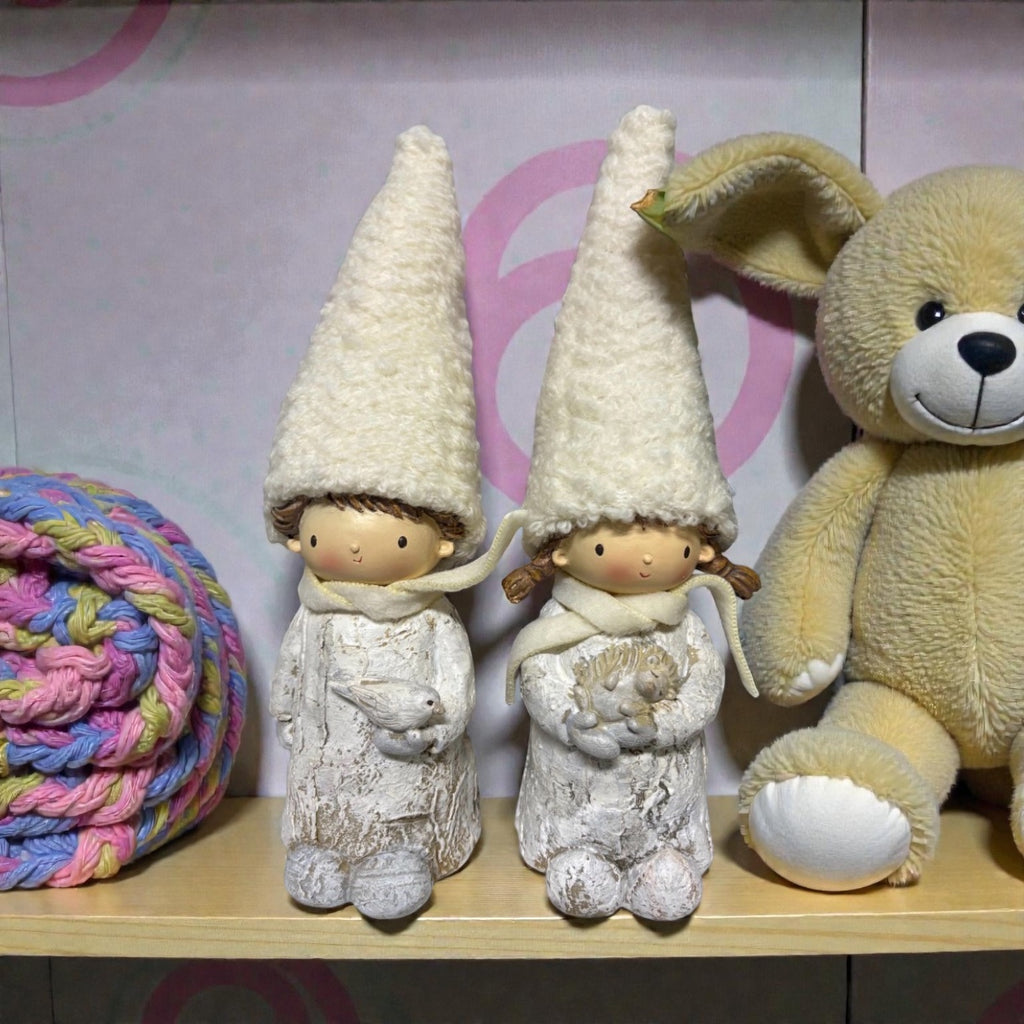 Pair of Boy and Girl with Animals Resin Figures