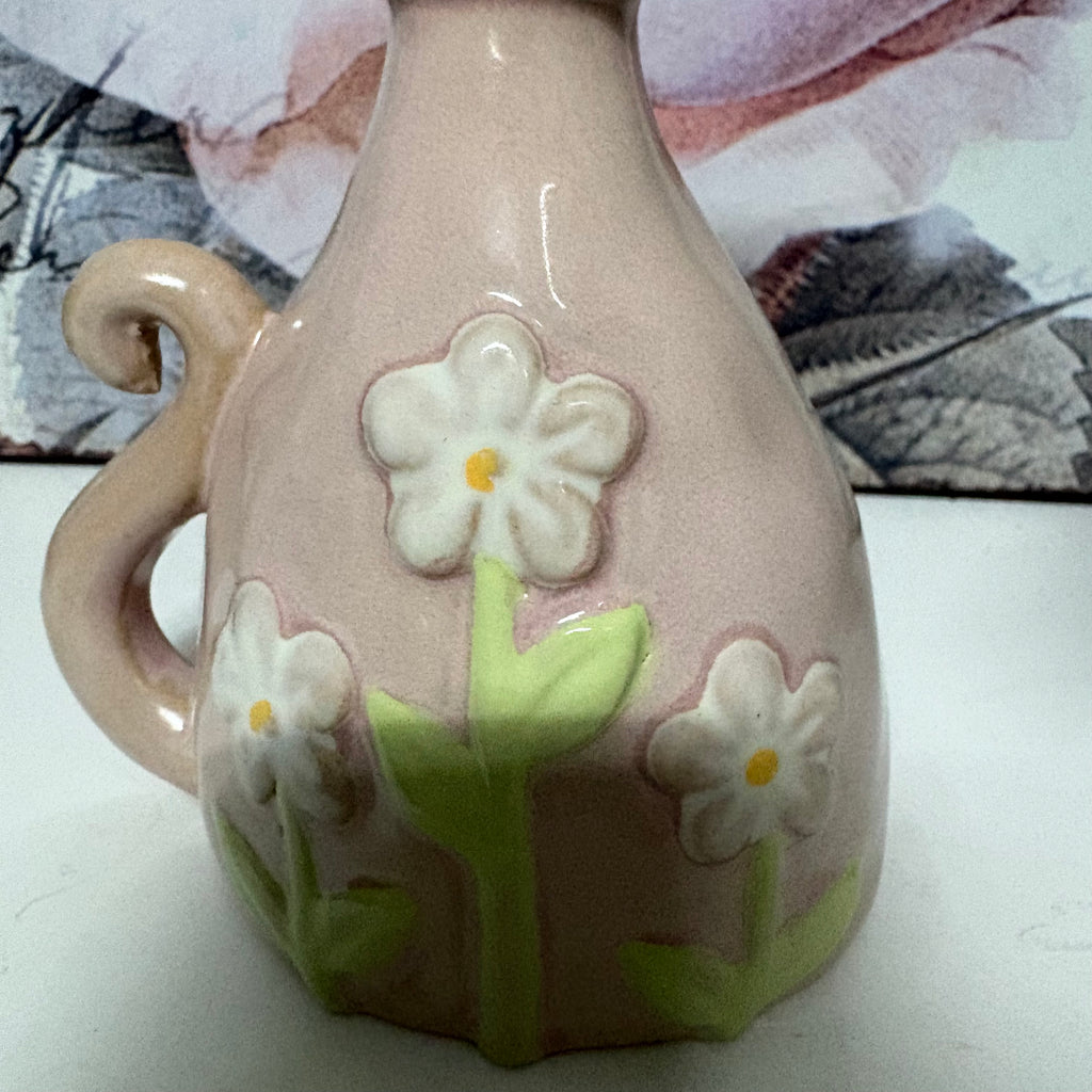 Pink Daisy Cat Ceramic Ornament - 13cm