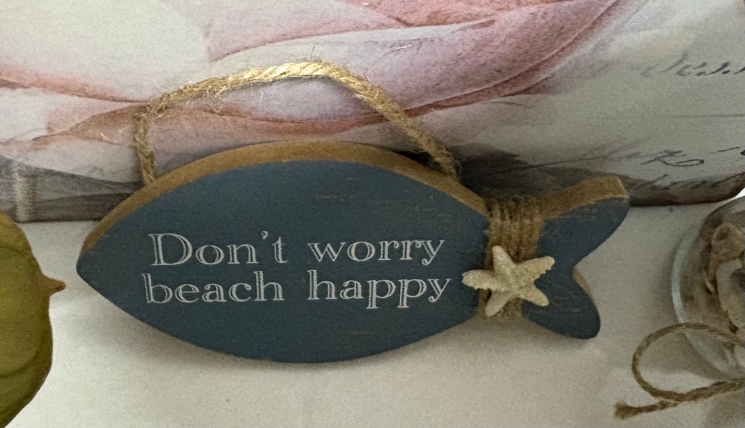 Don't Worry Wooden Fish Plaque, 15cm