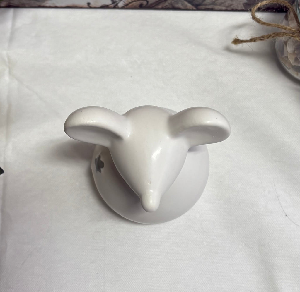 Ceramic White Mouse Ornament with Grey Star