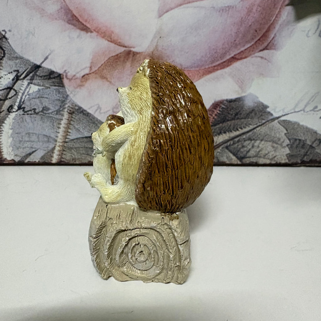 Hedgehog Family Message Resin Ornament, 8cm