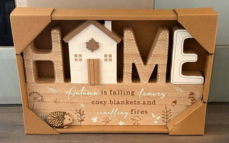 Vintage Chunky Wooden Sign Ornament - Home or Love