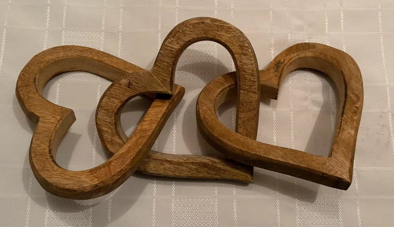 Vintage Wooden Heart Chain Ornament / Hanging Ornament