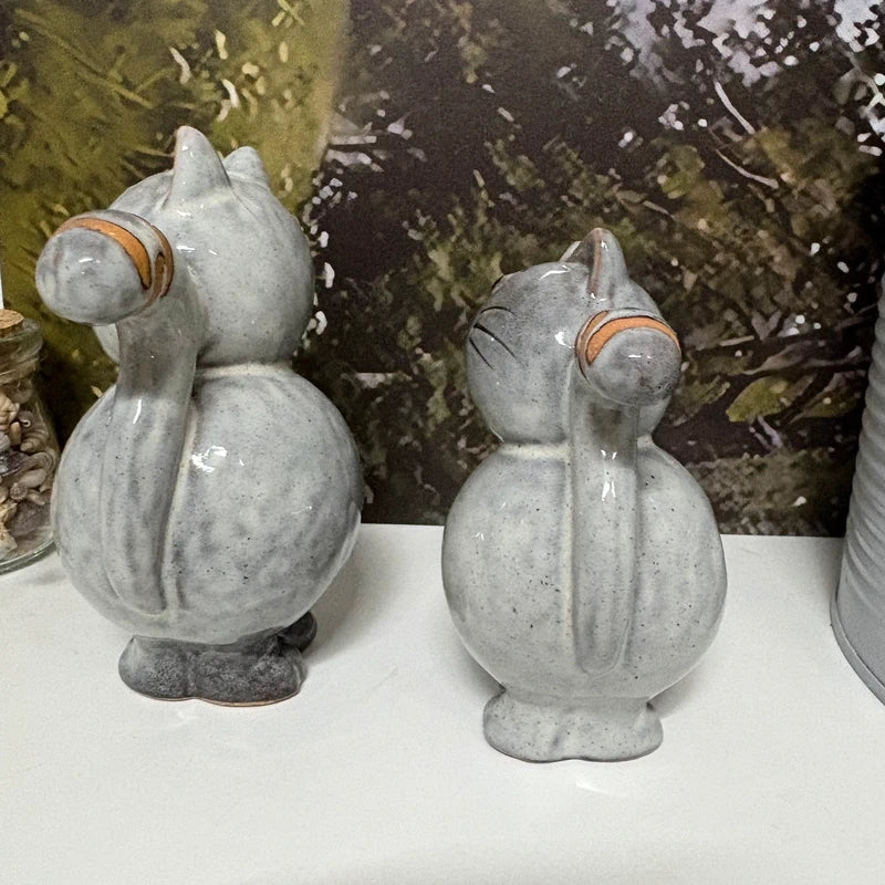 Pair of Grey Cat Ornaments
