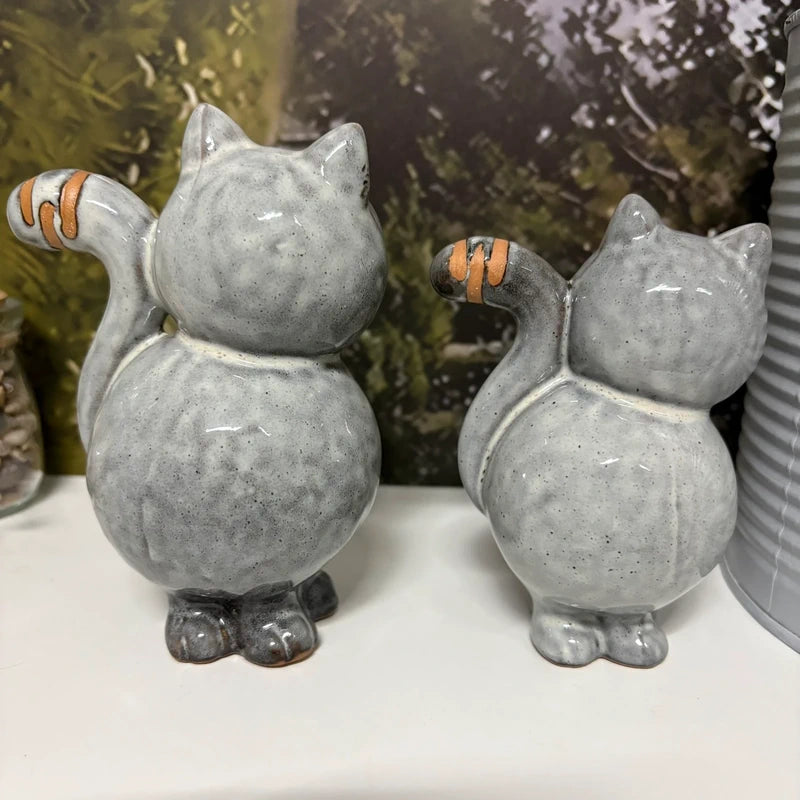 Pair of Grey Cat Ornaments