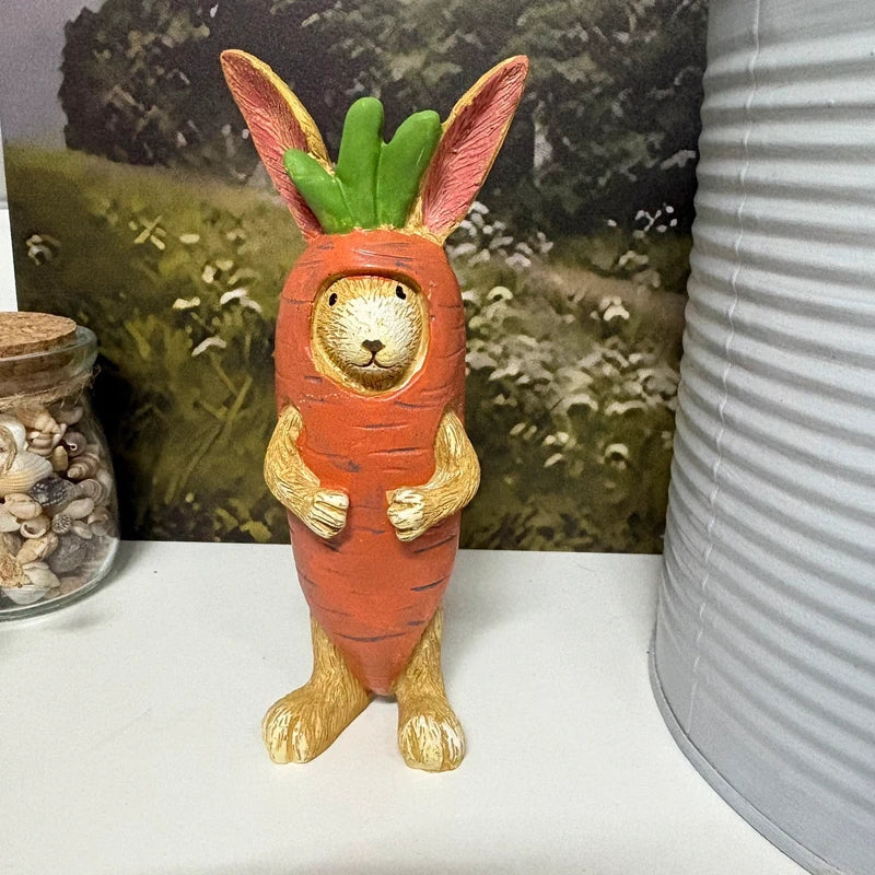 Carrot Costume Standing Rabbit Ornament
