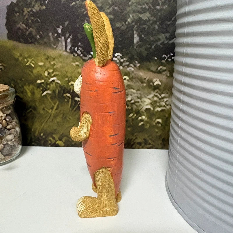 Carrot Costume Standing Rabbit Ornament