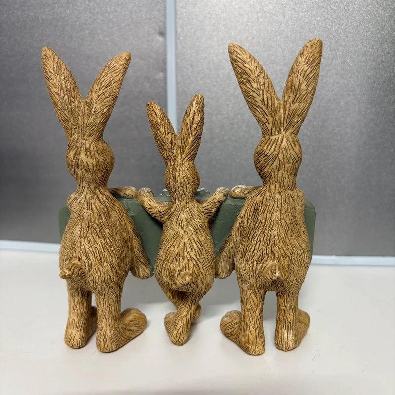 Triple Rabbit Family Ornament – 'This Garden Grows With Love'
