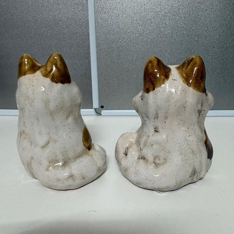 Pair of Small Ceramic Cat Ornaments