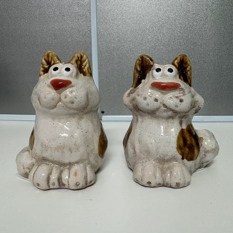 Pair of Small Ceramic Cat Ornaments