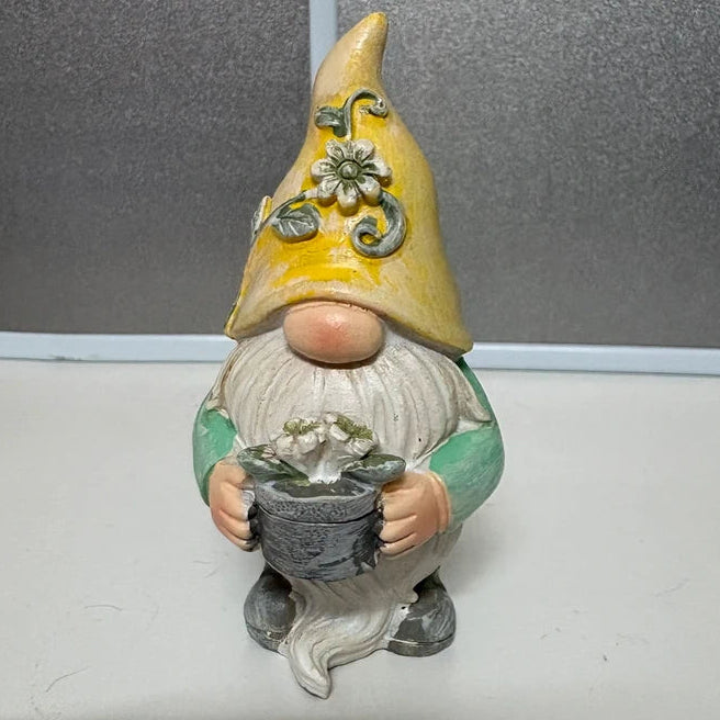 Small Plant Pot Gnome Resin Ornament