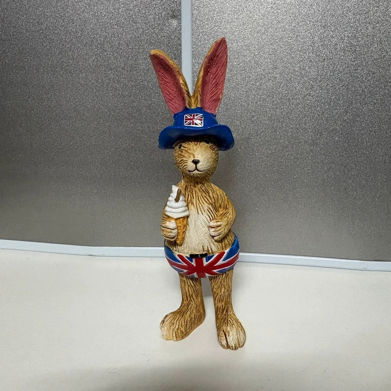 Union Jack Bunny Rabbit Figurine | Britannia Hare Ornament