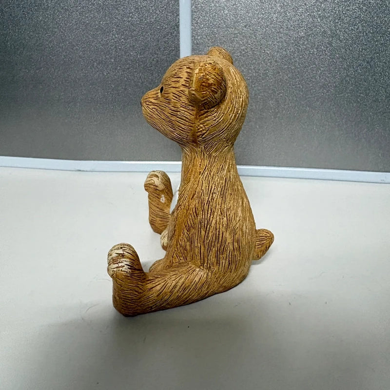 Sitting Bear with White Heart Resin Figurine | Teddy Bear Ornament