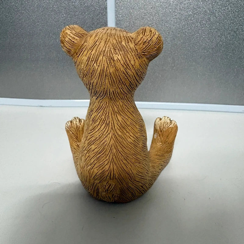 Sitting Bear with White Heart Resin Figurine | Teddy Bear Ornament