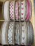 Vintage Craft Ribbon Set – 10 Rolls, Pink & Silver Mix (2m Each)