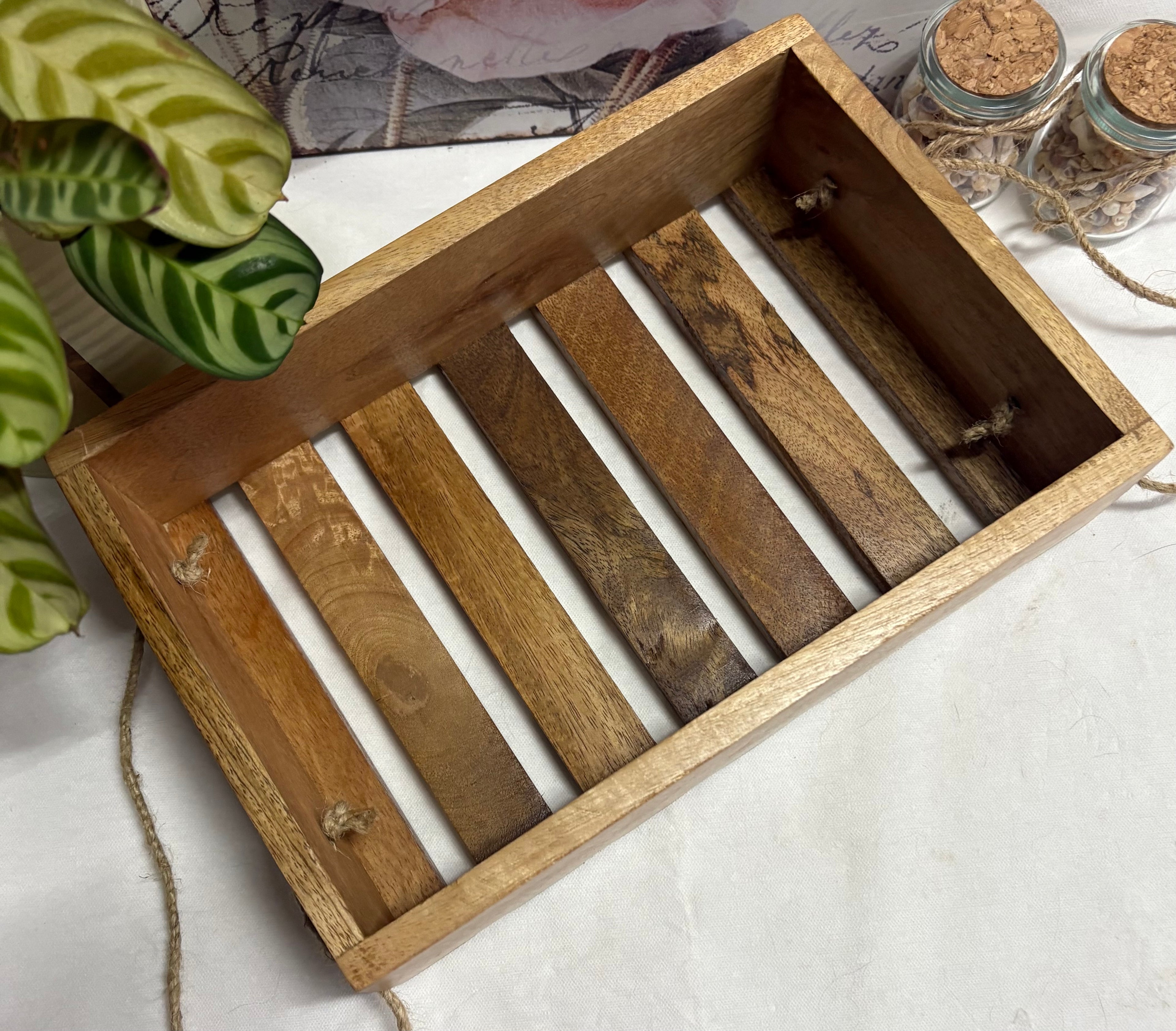 Slatted Wooden Storage Tray, 30cm