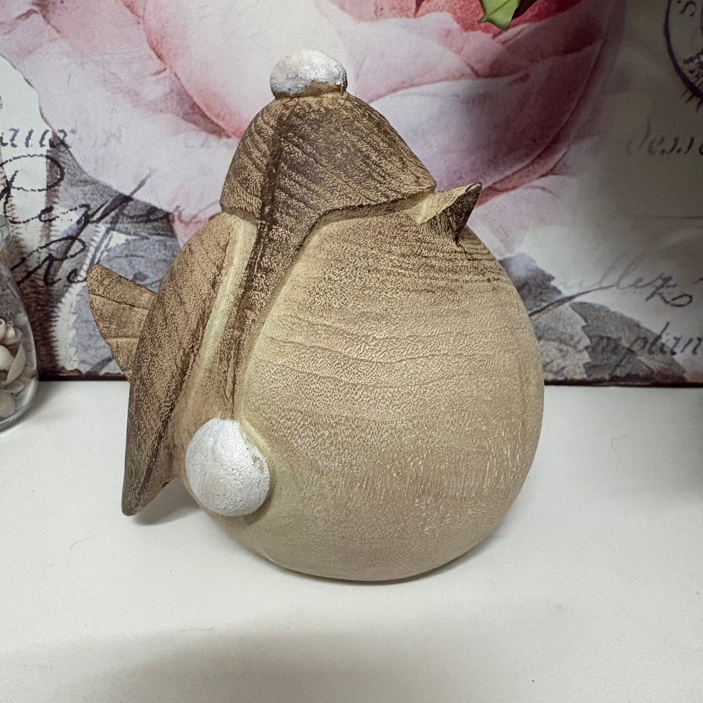 Pair of Chunky Wooden Bird Ornaments - Hat / Ear muffs