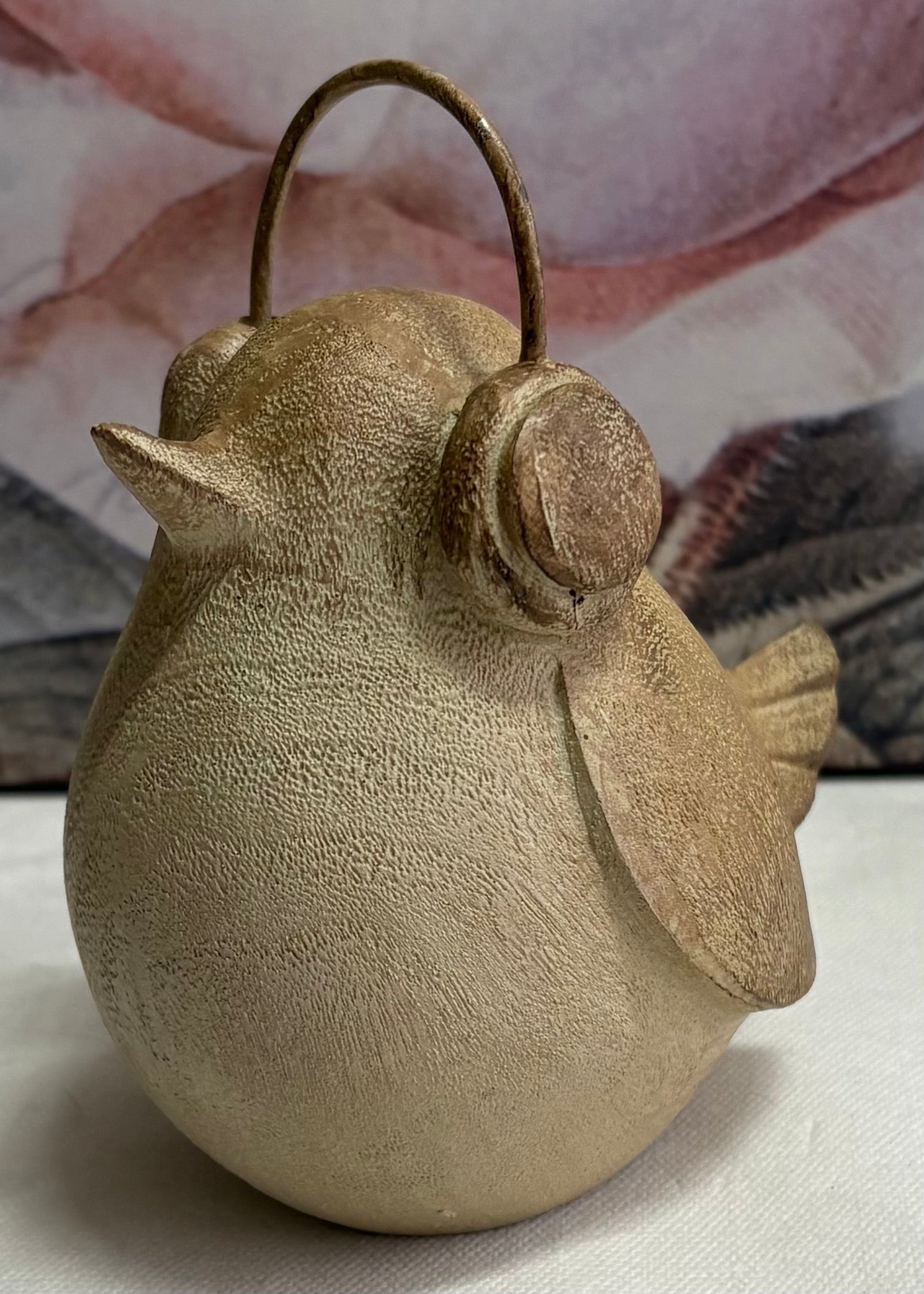 Pair of Chunky Wooden Bird Ornaments - Hat / Ear muffs