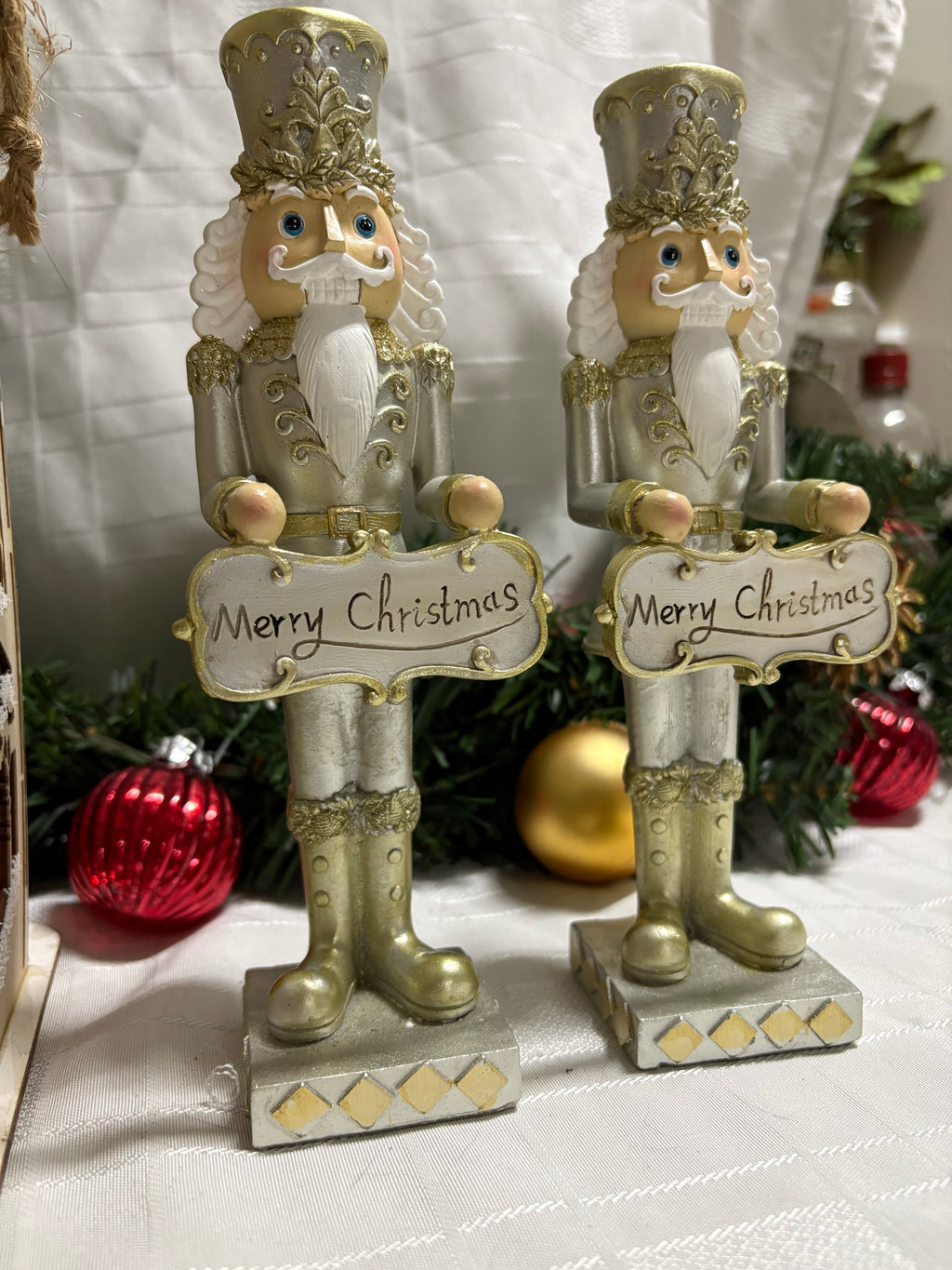 Pair of Nutcracker Soldier Christmas Ornaments