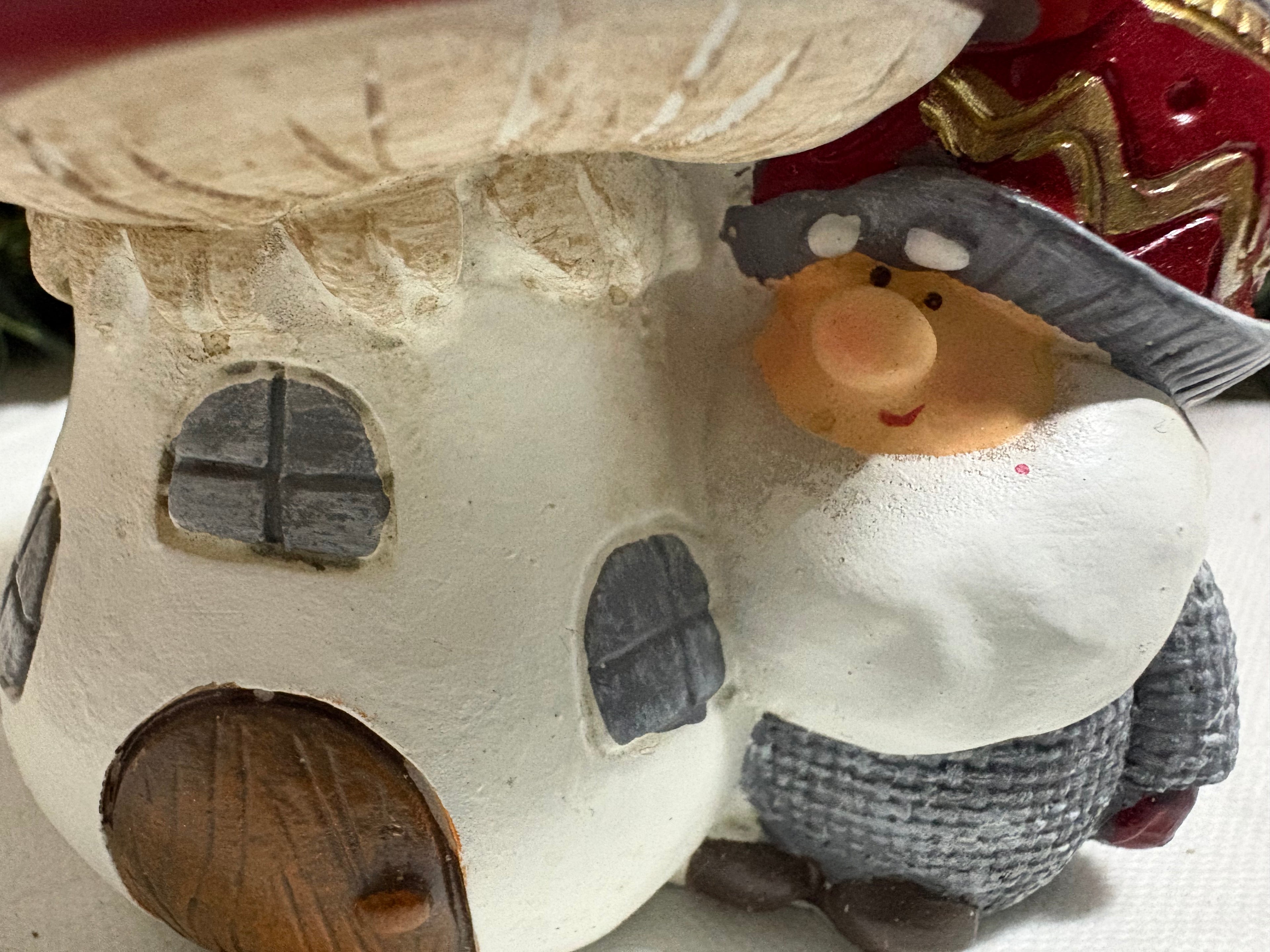 Santa with Toadstool Resin Ornament