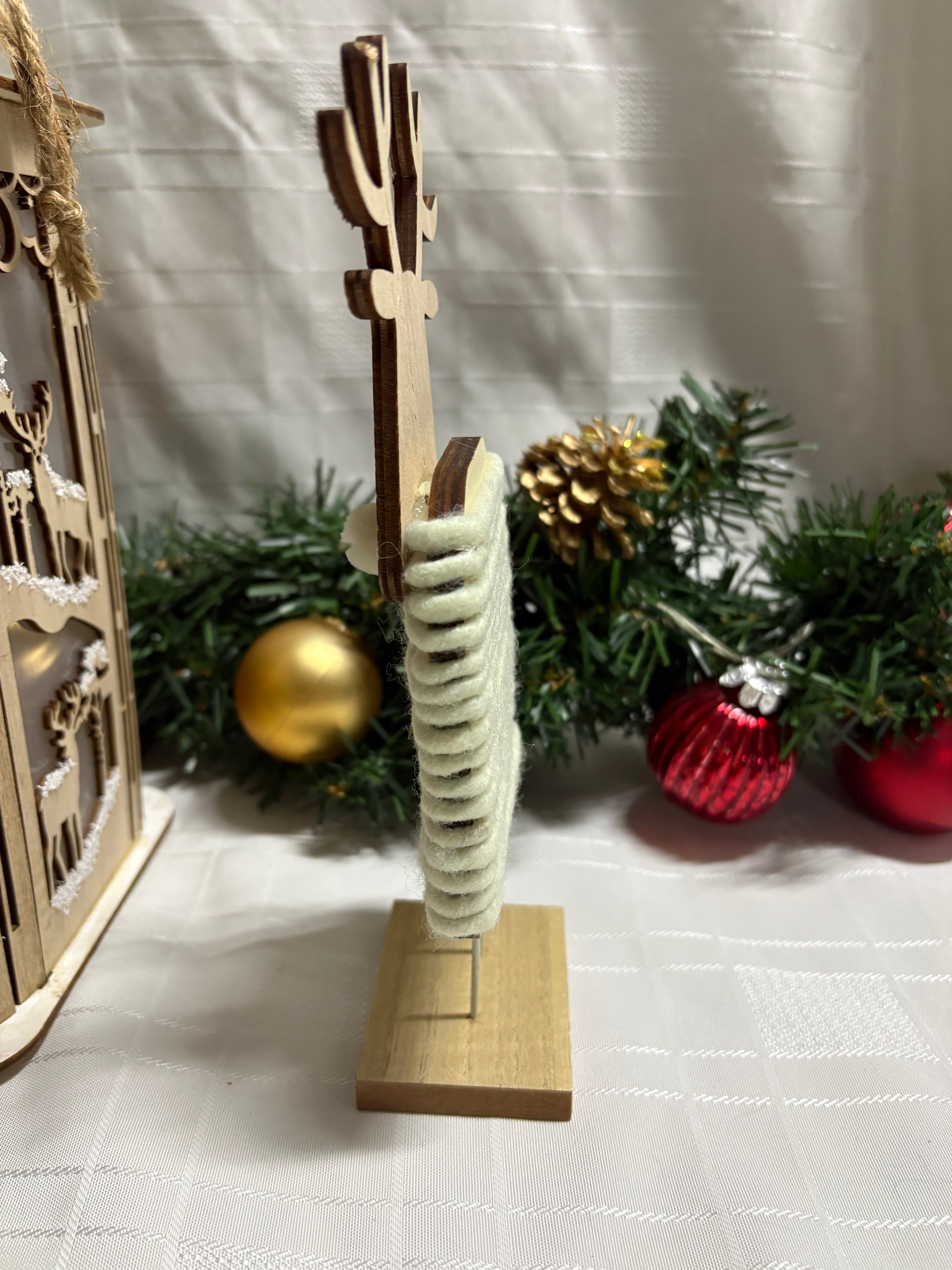 Moose wrapped in Wool Wooden Ornament