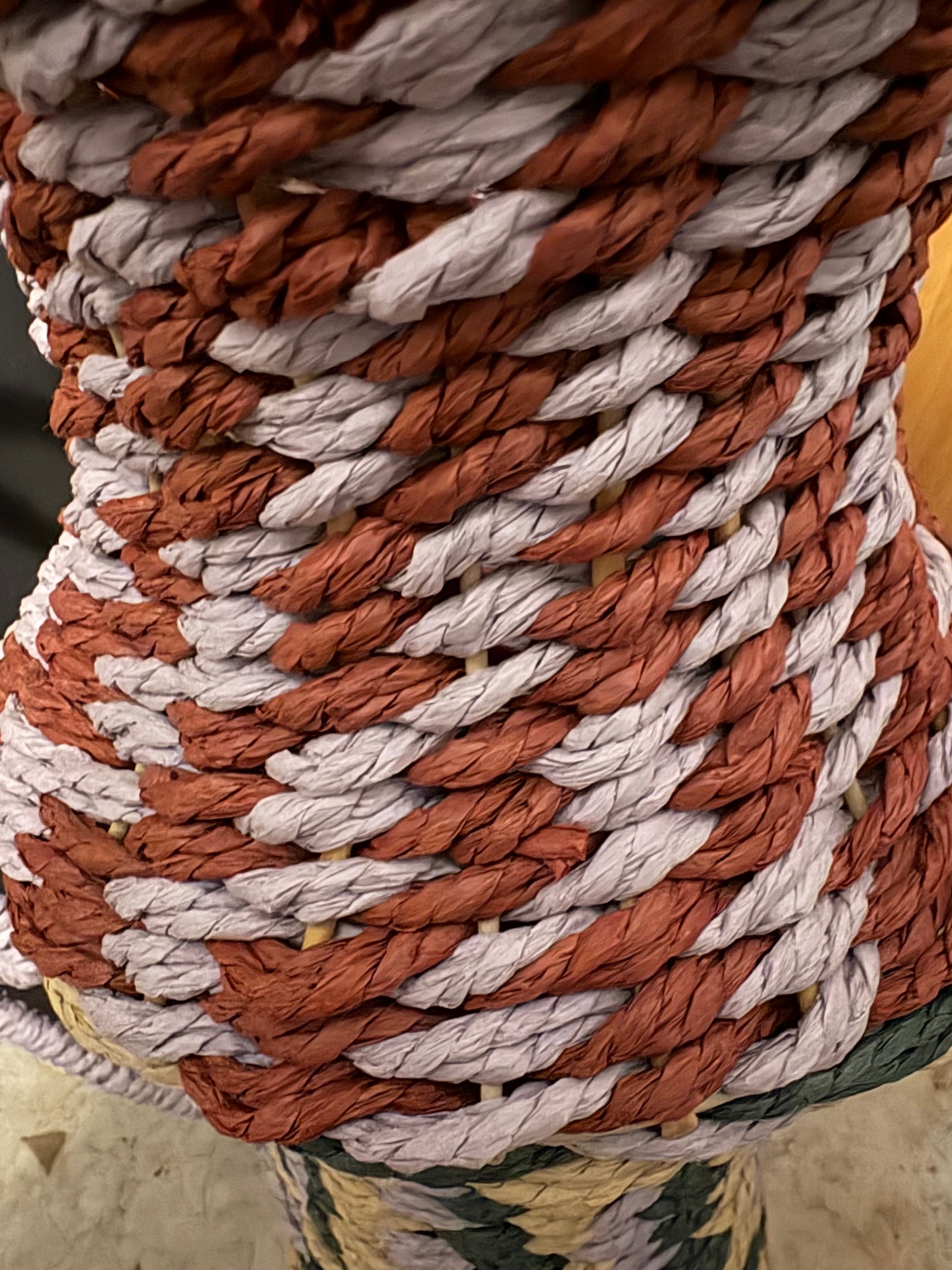 Large Patterned Rope Vase With Wavy Handle