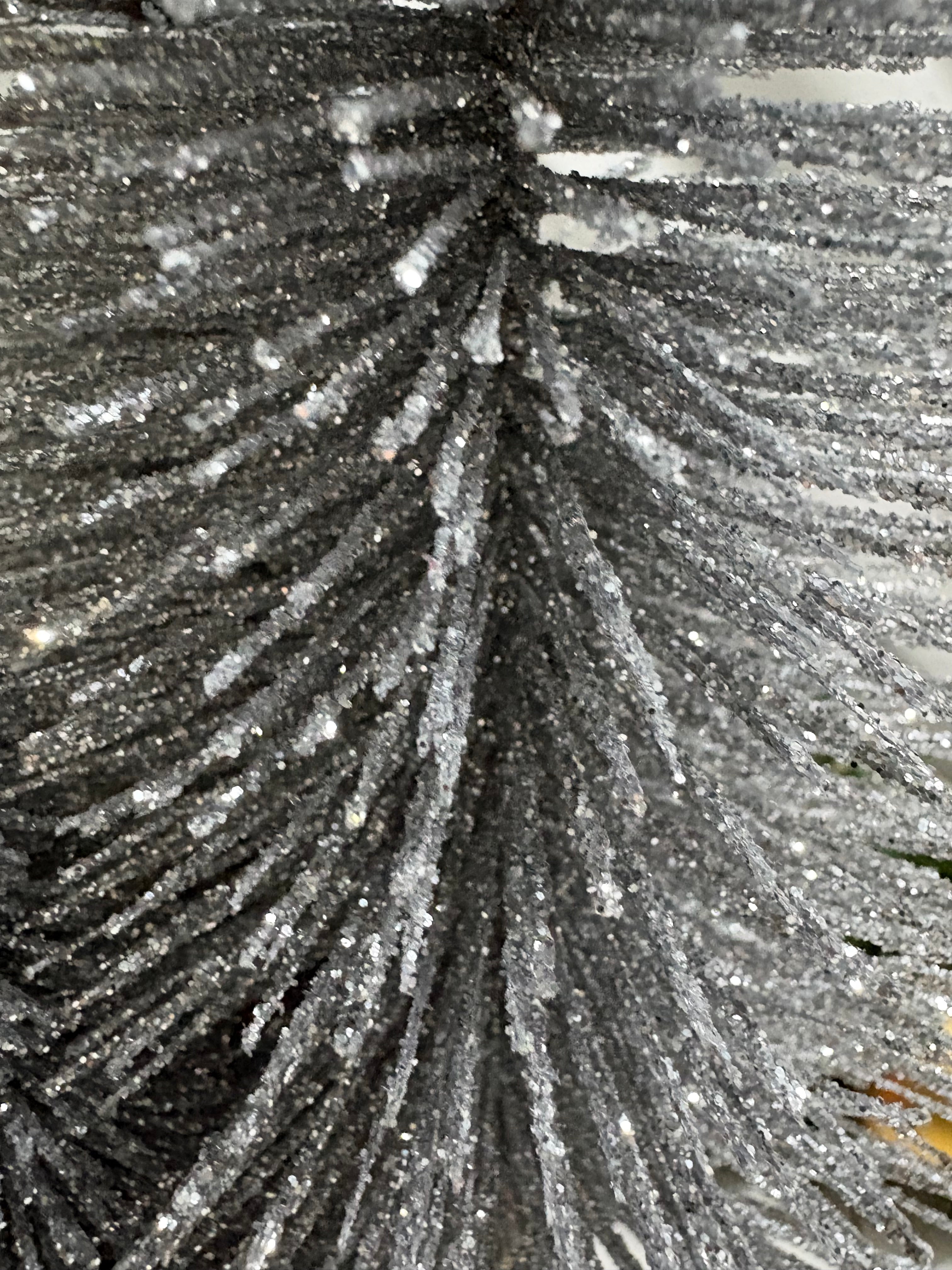 Silver Bottle Brush Tree Trio on Wooden Log Base