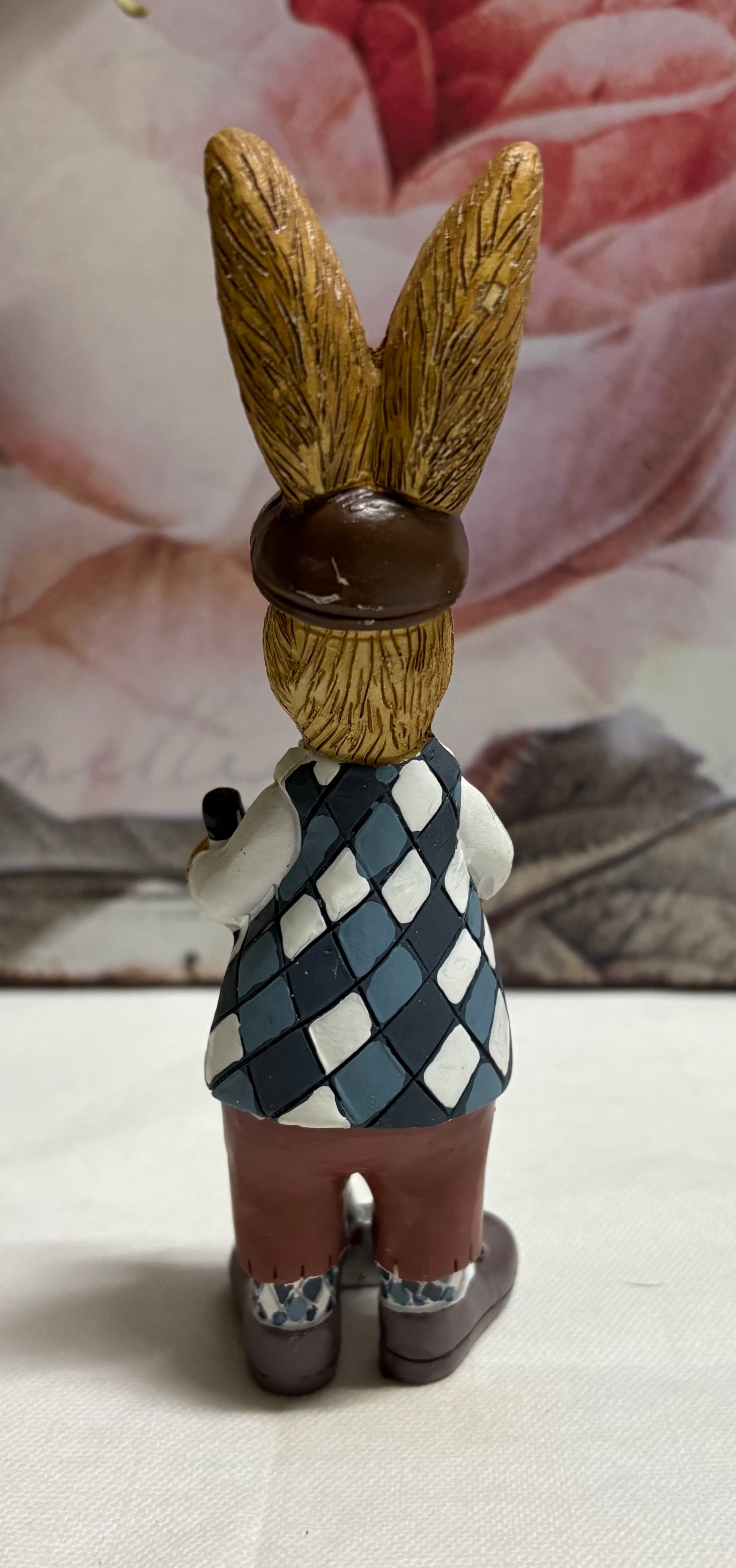 Standing Brown Golfer Bunny Hare Rabbit Figure Ornament