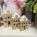 Small Wood Plain Houses With White Roof Set