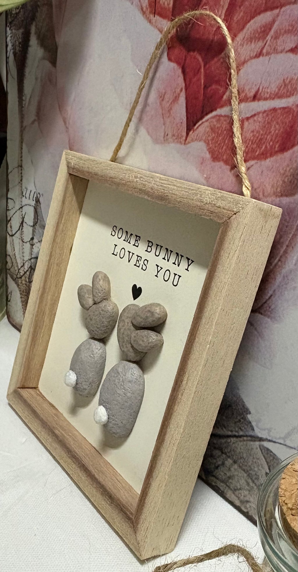 "Some Bunny Loves You" Wooden Photo Frame Pebble Picture, 13cm