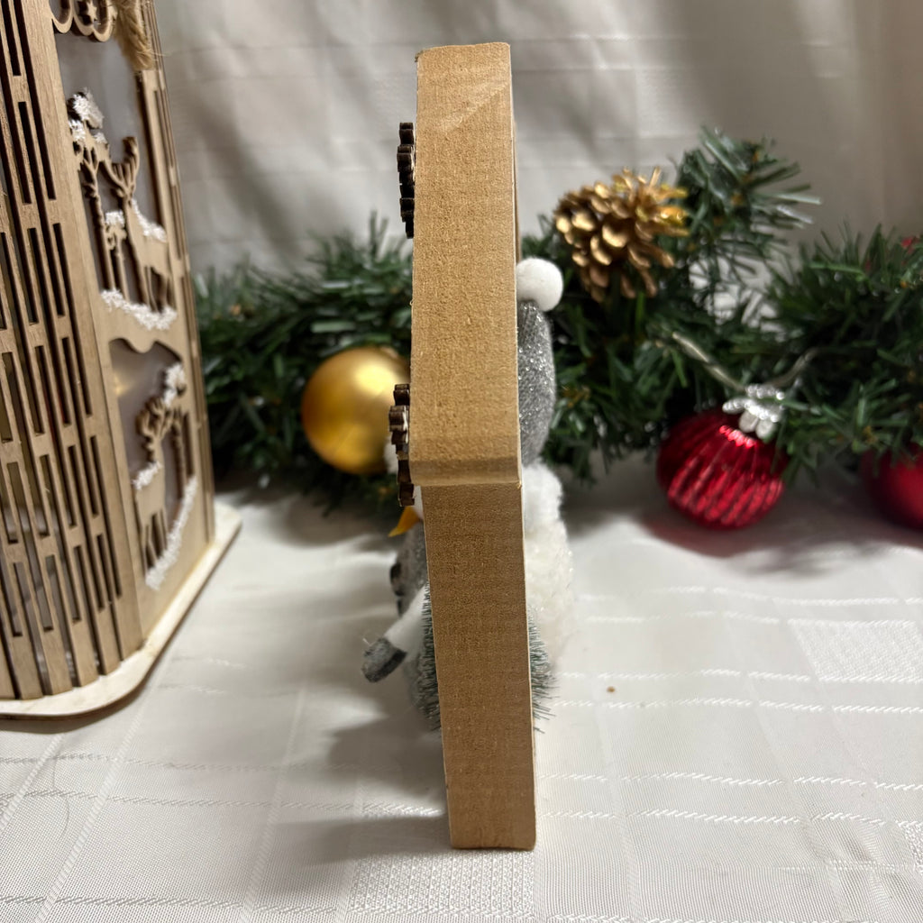 Snowman in House Wooden Christmas Ornament