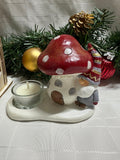 Santa with Toadstool Resin T Light Holder Ornament