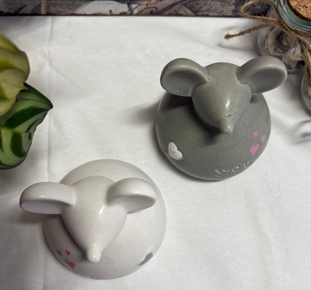 Pair of Me & You Ceramic Mice Ornaments