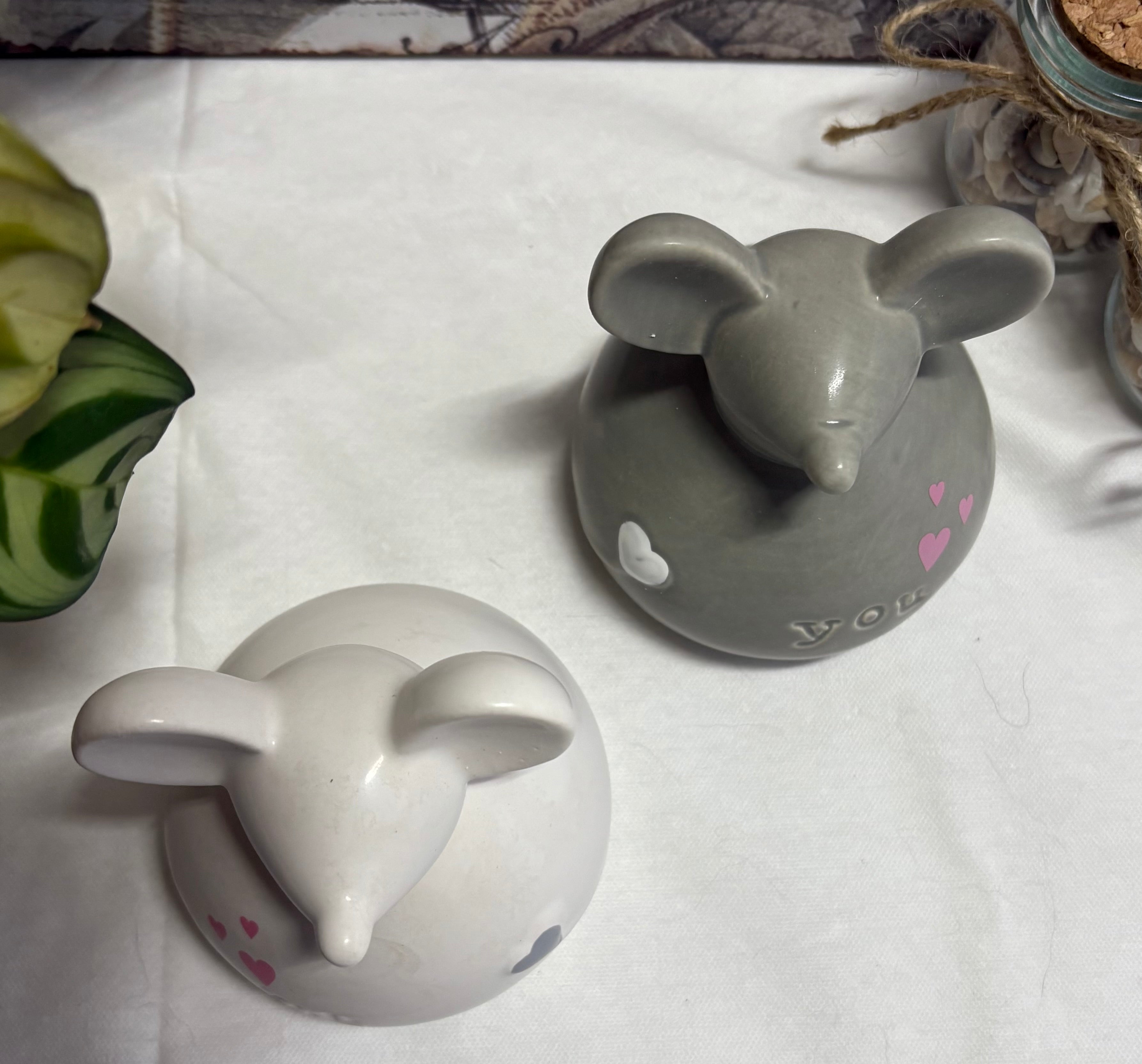 Pair of Me & You Ceramic Mice Ornaments