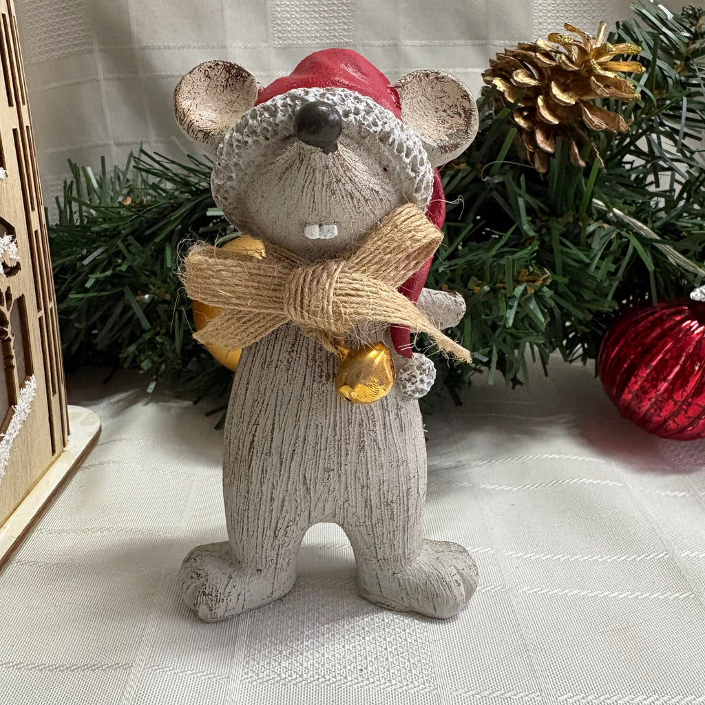 Standing Mouse With Santa Hat Christmas Ornament - 2 Sizes